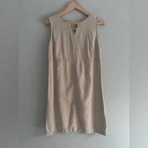 White Stag Linen Blend Sleeveless Shift Dress Tan Neutral Size S
